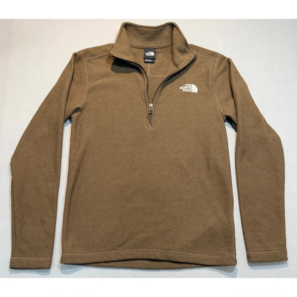 The North Face Mens Waffle Pullover Quarter Zip‎ Waffle Fleece Brown Small